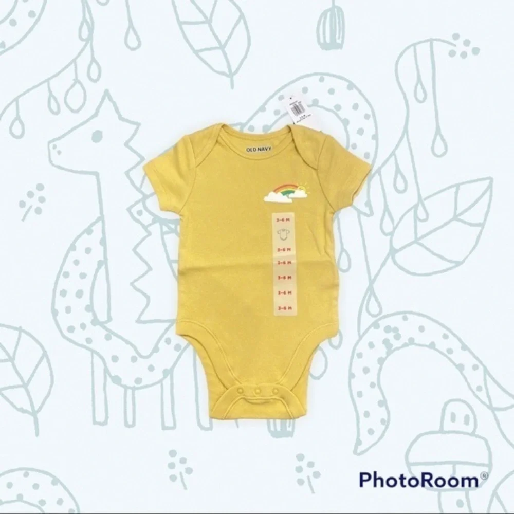 Yellow rainbow cotton bodysuit- 058